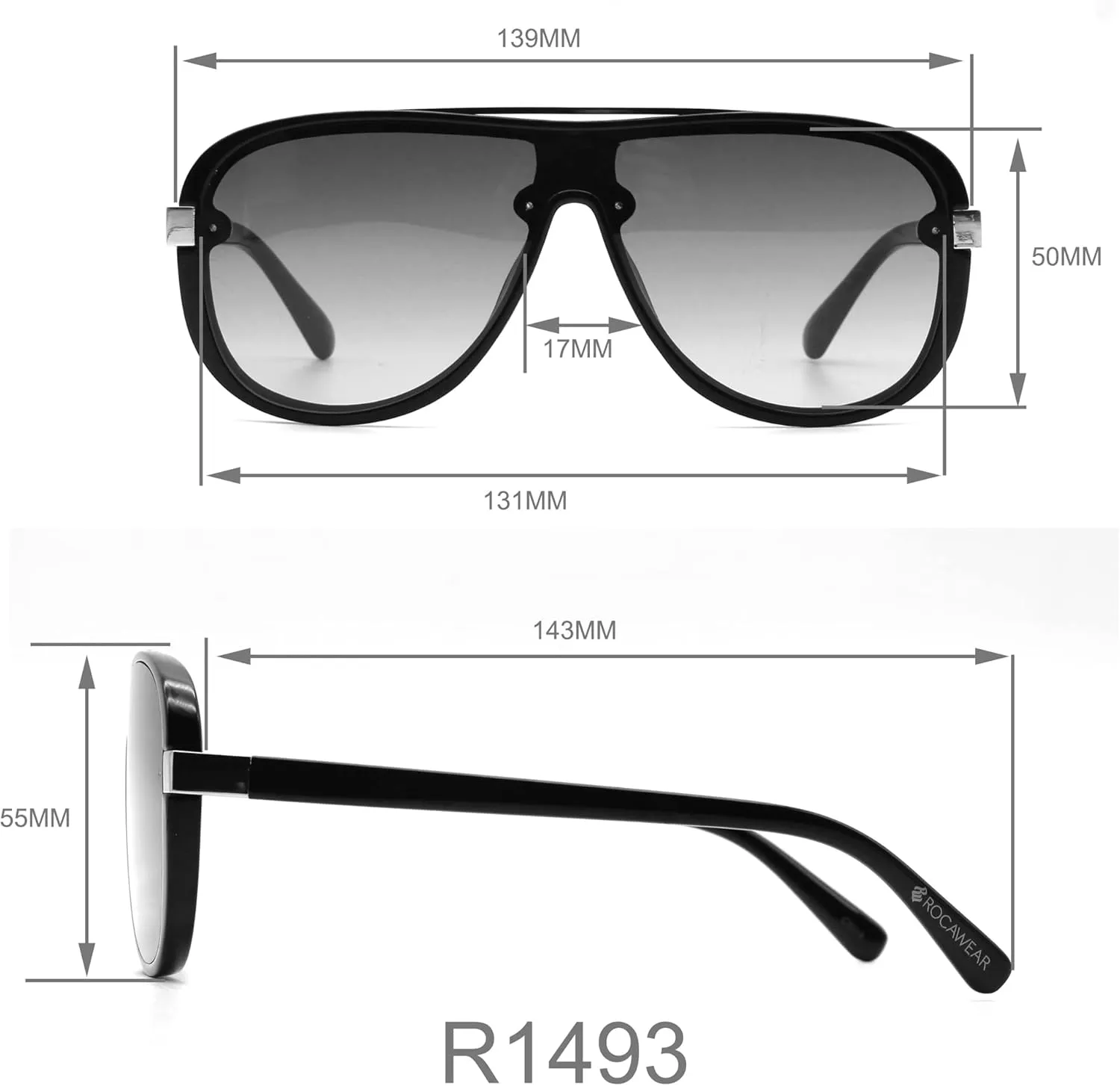 Rocawear Modern UV Protective Aviator Shield Sunglasses