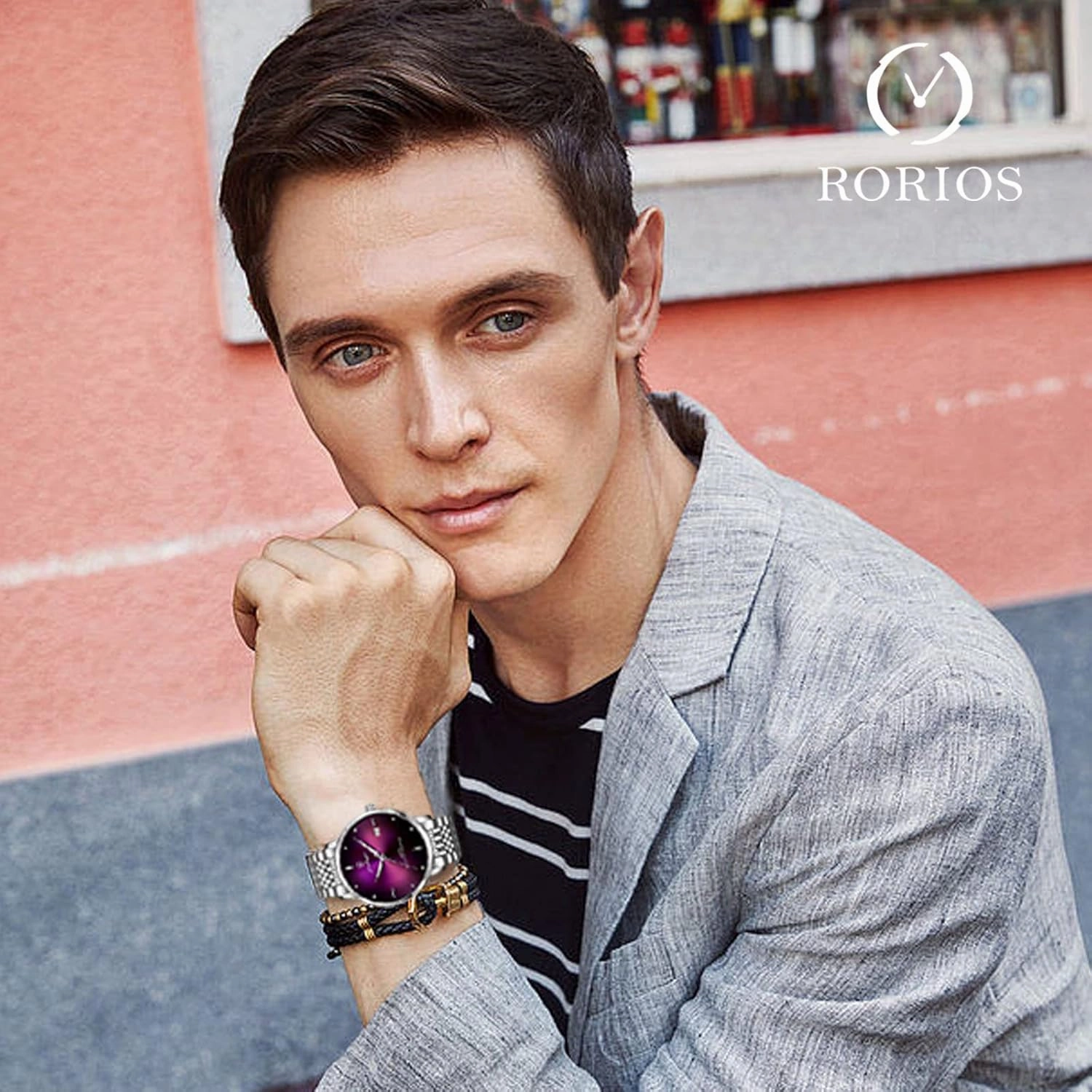 RORIOS Business Mens Watch Analog Quartz Minimalist Calendar Wristwatches for Men