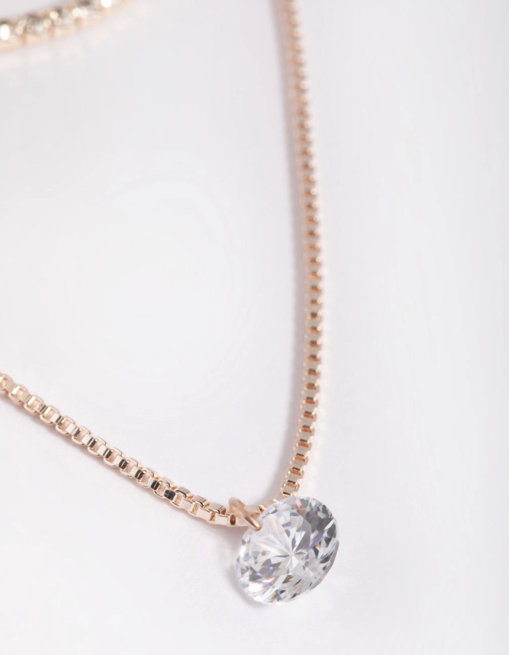 Rose Gold Diamante Layered Necklace