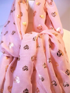 Rose Gold Sketched Heart Foiled Scarf