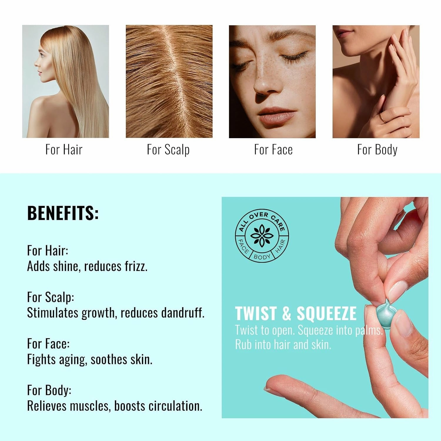 Rosemary All Over Oil Capsules, Rosemary Oil Serum Locking in Moisture & Nourishes for Hair, Scalp, Face & Body 50 Capsules