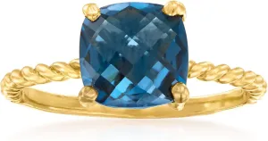 Ross-Simons 2.60 Carat London Blue Topaz Twisted Ring in 18kt Gold Over Sterling