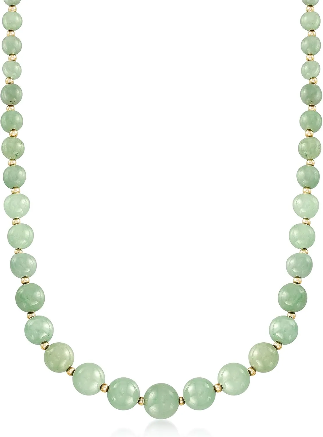 Ross-Simons 6-12mm Jade Bead Graduated Necklace With 14kt Yellow Gold