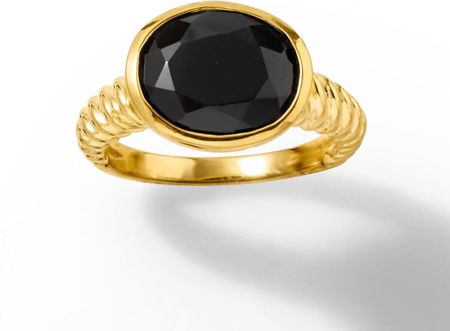 Ross-Simons Black Onyx Ring in 18kt Gold Over Sterling