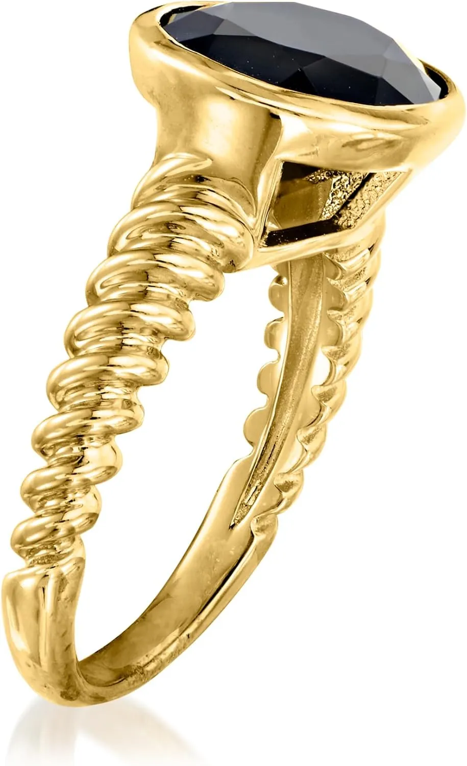 Ross-Simons Black Onyx Ring in 18kt Gold Over Sterling