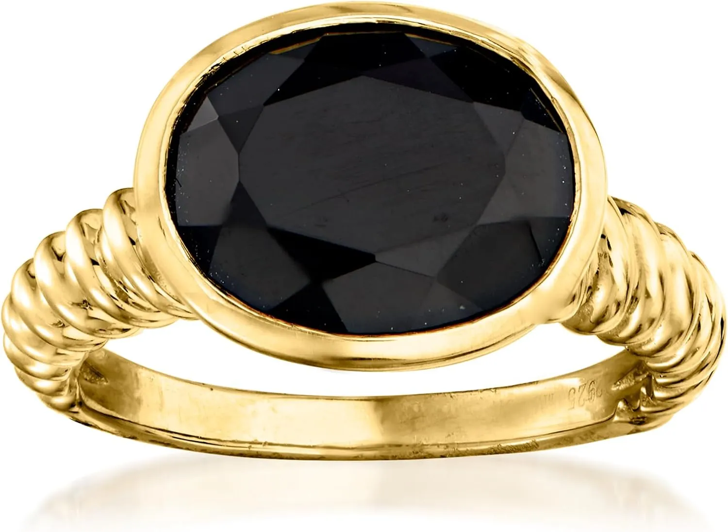 Ross-Simons Black Onyx Ring in 18kt Gold Over Sterling