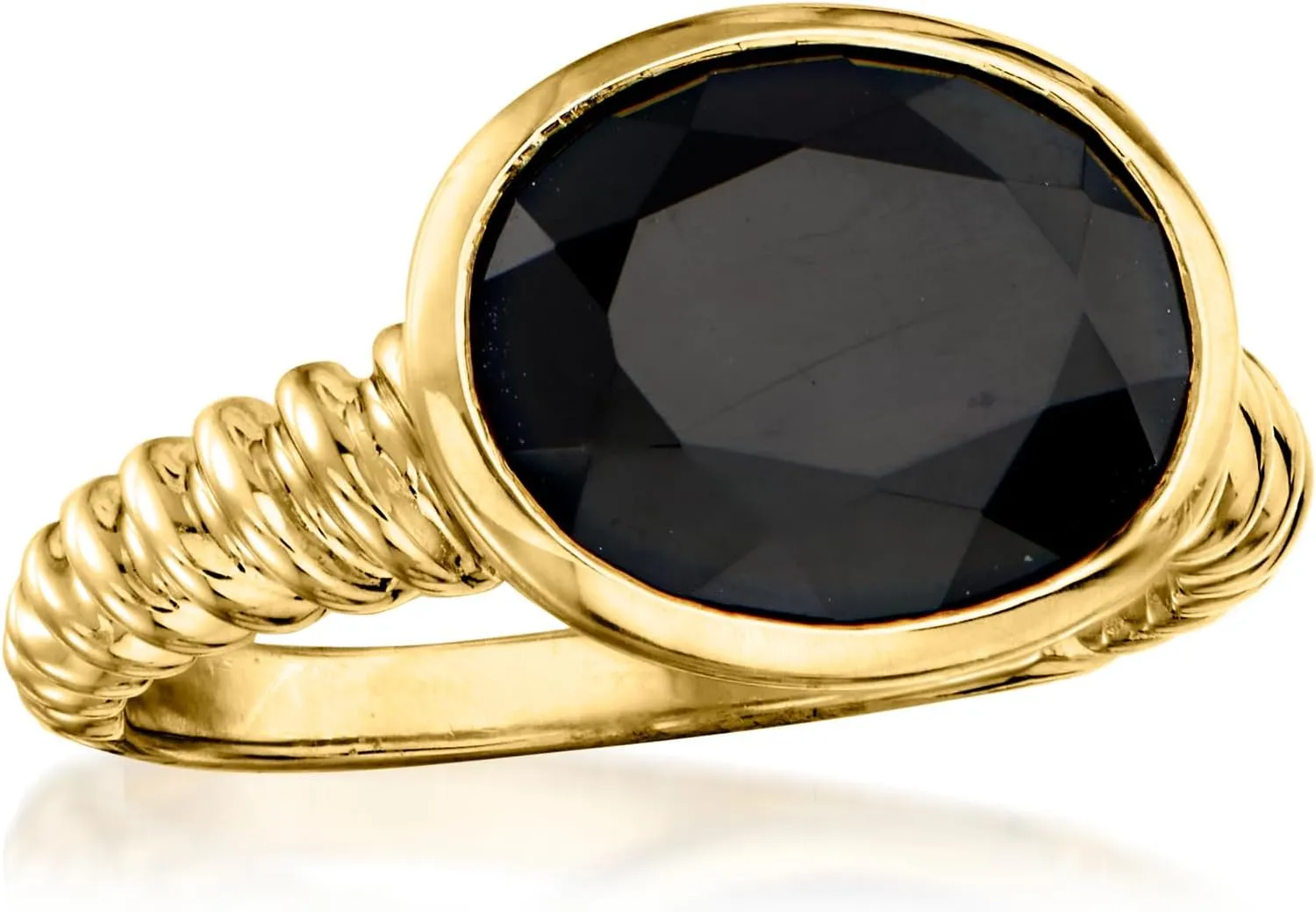 Ross-Simons Black Onyx Ring in 18kt Gold Over Sterling