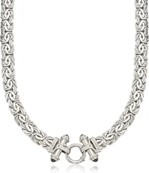 Ross-Simons Sterling Silver Byzantine Necklace With Black Onyx