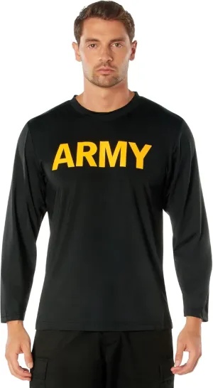 Rothco Army Performance Physical Training PT Long Sleeve Shirt, Black - M