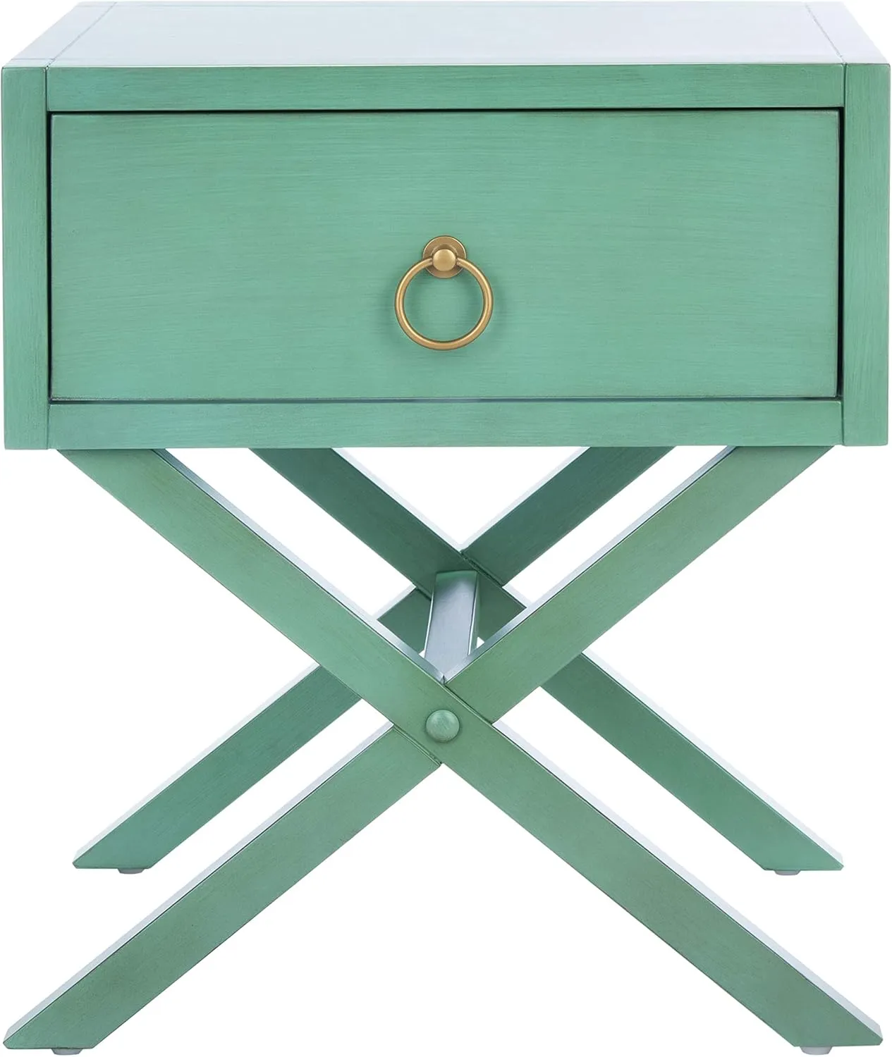 Safavieh Home Collection Odilia Turquoise and Gold 1-Drawer Nightstand, 16"D x 19"W x 22"H