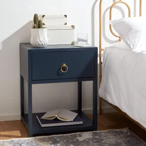 Safavieh Home Collection Yudi Navy and Gold 1-Drawer Nightstand