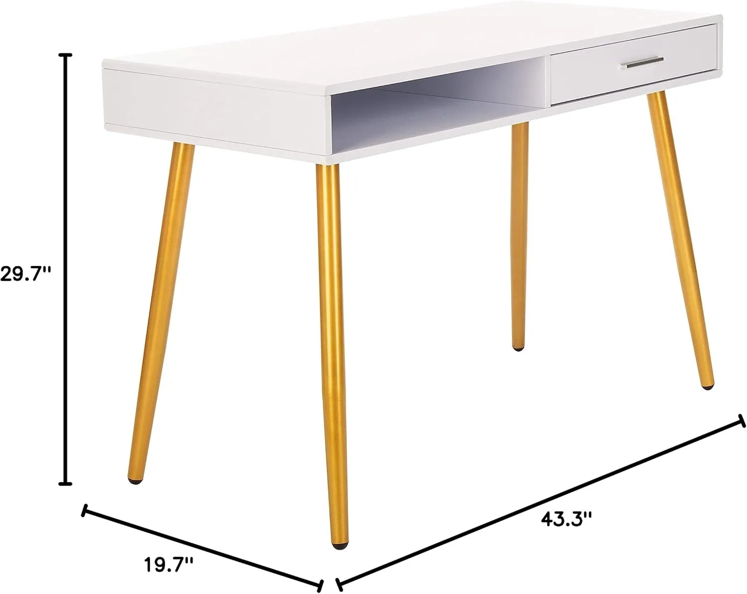 Safavieh Home Office Jorja Modern White and Gold 1-drawer Desk