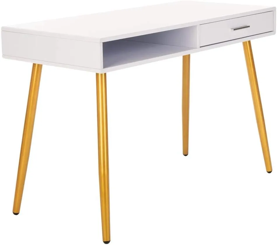 Safavieh Home Office Jorja Modern White and Gold 1-drawer Desk