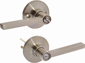 SCHLAGE Dexter by Schlage J40SOL619 Solstice Bed and Bath Lever, Satin Nickel