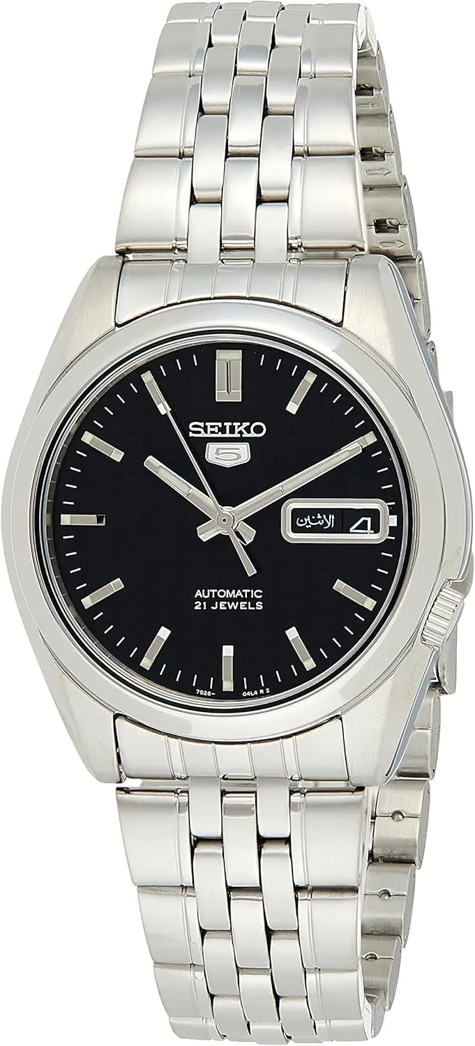Seiko Men's SNK361 Stainless Steel Analog with Black Dial Watch