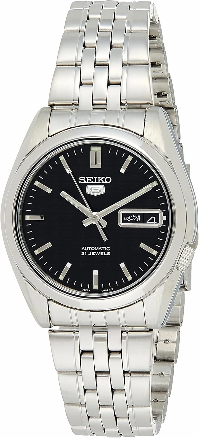 Seiko Men's SNK361 Stainless Steel Analog with Black Dial Watch