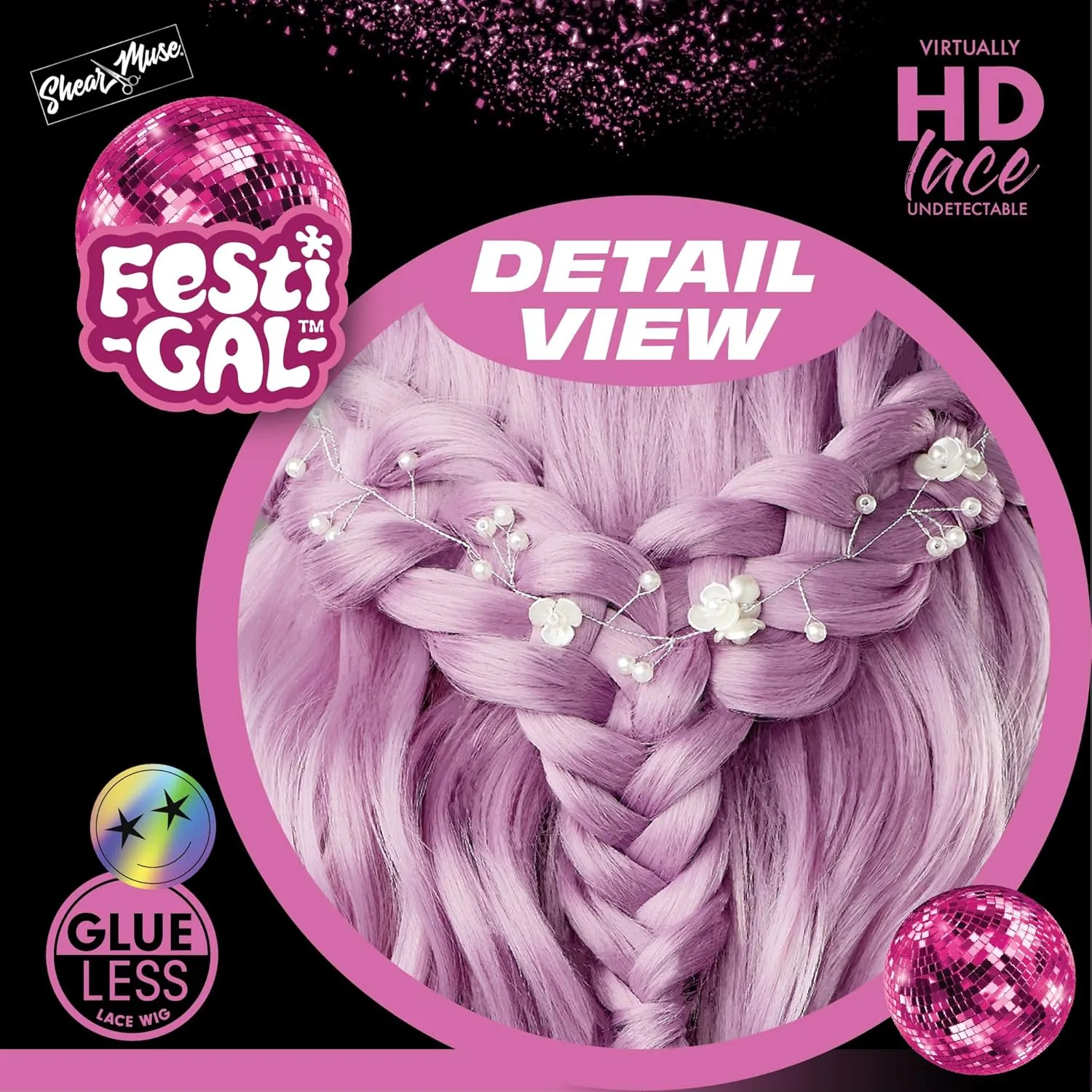Sensationnel Shearmuse Festigal Lacewig - Flower Gal Glueless Ypart Laceparting Hand Tied Ready to Wear Synthetic Prestyled Units (DARKBROWN)