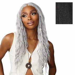 Sensationnel Shearmuse Festigal Lacewig - Dazzle Gal Glueless Ypart Laceparting Hand Tied Ready to Wear Synthetic Prestyled Units (BLACK)