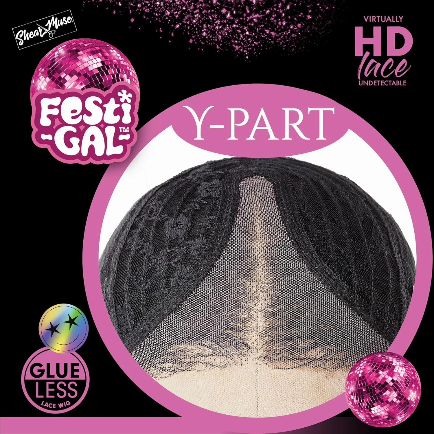 Sensationnel Shearmuse Festigal Lacewig - Flower Gal Glueless Ypart Laceparting Hand Tied Ready to Wear Synthetic Prestyled Units (BLACK)