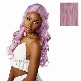 Sensationnel Shearmuse Festigal Lacewig - Flower Gal Glueless Ypart Laceparting Hand Tied Ready to Wear Synthetic Prestyled Units (LILAC)