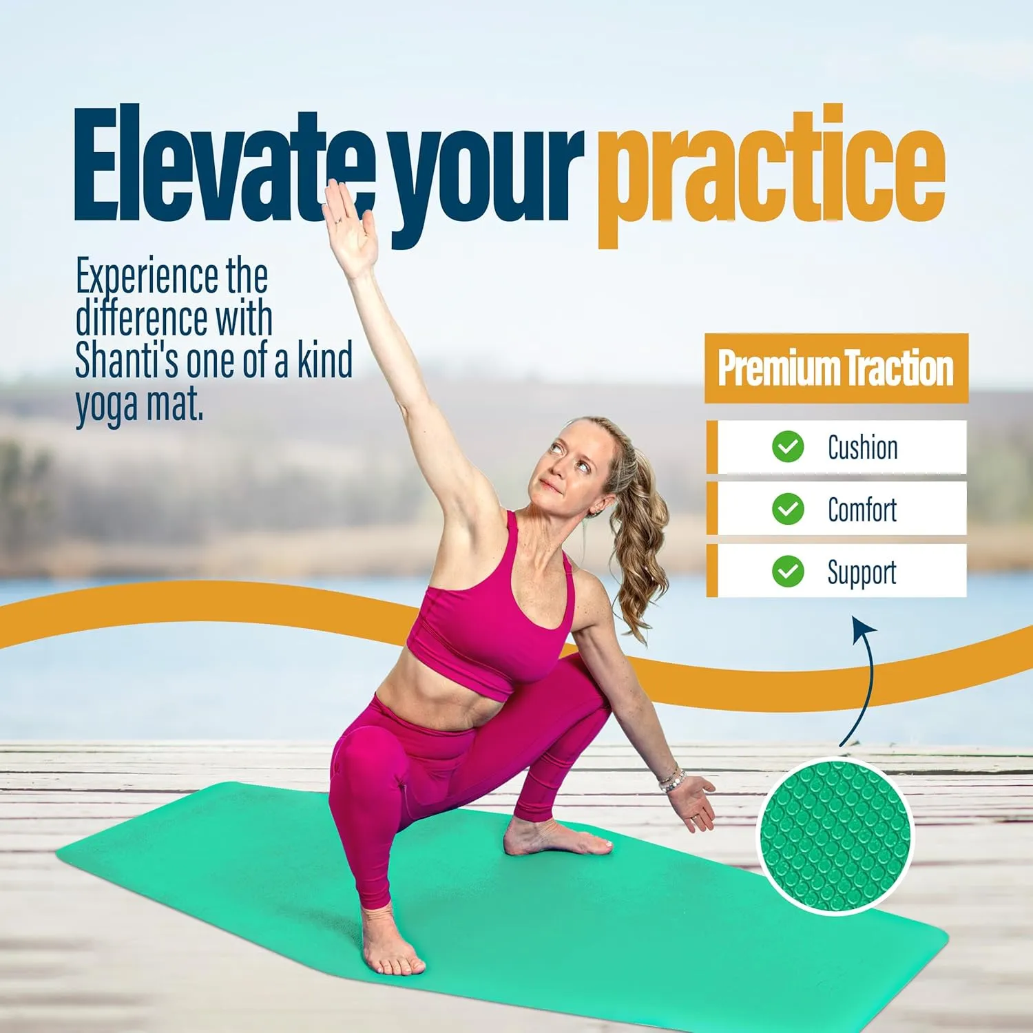 Shanti Diamond Series Yoga Mat, Premium Quality, Thick Practical design, Hot Yoga, Pilates, Stretching, Meditation, Exercise, Home practice and more.