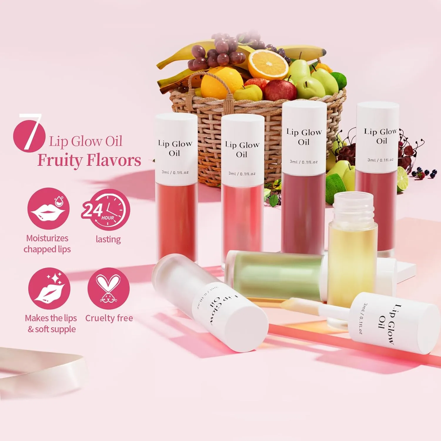 Shiftalter Lip Glow Oil - For Lush,Historicg Lip Glow Oil,Hydrated Lips With A Natural Glows,Sticky Long-Lasting Shiny Fruit Flavor Lipstain,Get The Waterproof Perfect Pout,0.1 Floz Hydrated (7-C)