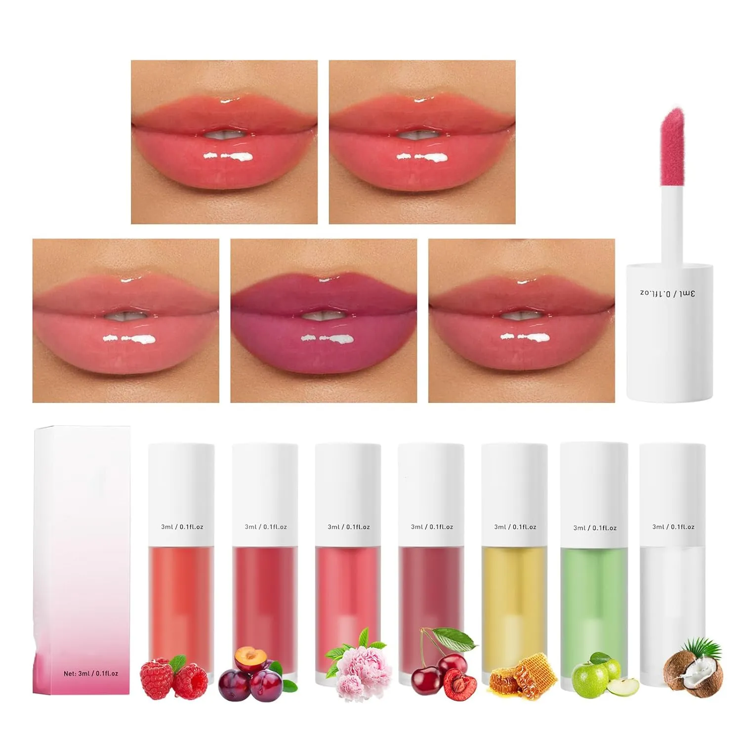 Shiftalter Tinted Lip Glow Oil, Historicg Tinted Lip Glow Oil, Flavor Nude Clear Glossy Lip Gloss Stain Glows, Hydrated Lips with a Natural Glow (7Colors)