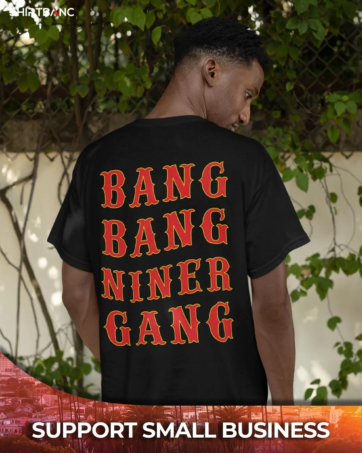 ShirtBANC Mens Golden Empire Shirt 40 Oz Bottle 9 MM Gold Gun ERS California Tee