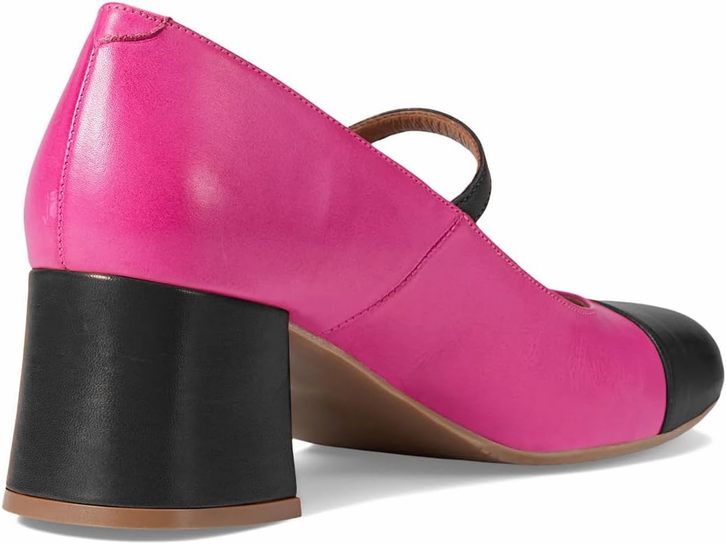 SHODENSE Women Rainbow Pumps Low Chunky Heel Mary Jane Shoes Square Cap Toe Ankle Strap Dress Pumps Two-Toned Mid Block Heel Mary Janes Lolita Shoes Multicolor Patchwork Office Wedding Party 4-11 M US