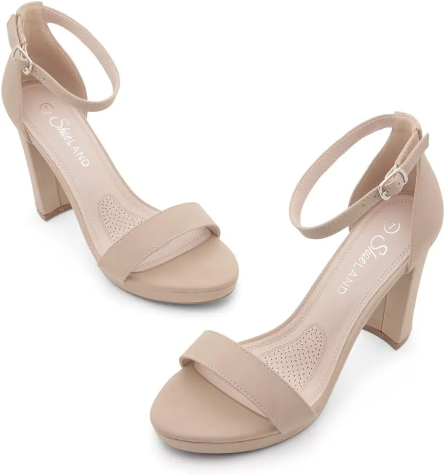 Shoe Land Women's Platform Heels - Chunky Block Heeled Sandals with Ankle Strap, Open Toe Dressy High Heels for Women, Comfortable Prom, Wedding & Party Pumps 2025