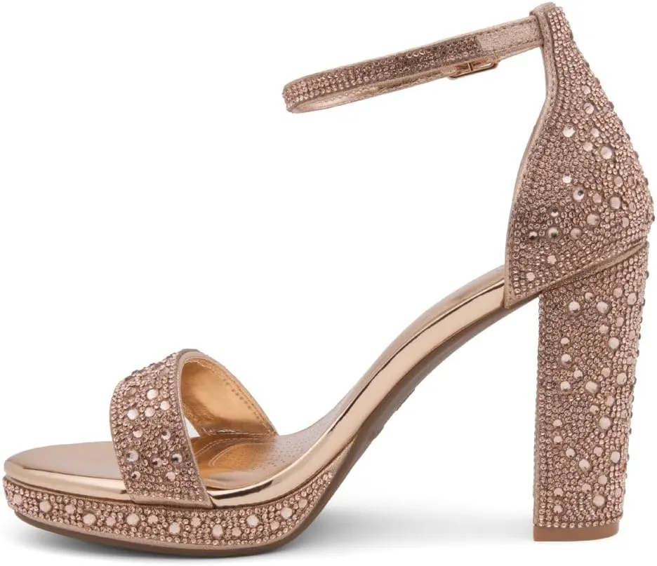 Shoe Land Women's Platform Heels - Chunky Block Heeled Sandals with Ankle Strap, Open Toe Dressy High Heels for Women, Comfortable Prom, Wedding & Party Pumps 2025