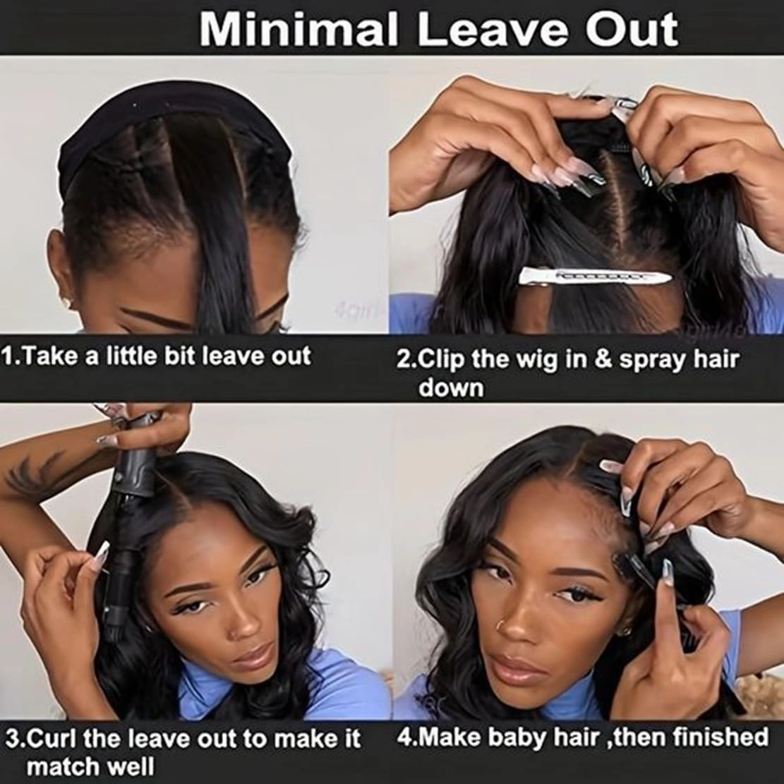 Short Wavy V Part Wigs For Black Women, Wear&Go Upgrade U Part Wig, Glueless Half Wig Heat Resistant Synthetic Hair Soft As Human Hair (24 Inch)