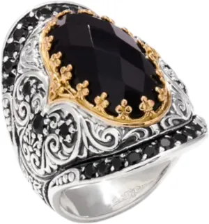 Sibylla Silver18k Gold Spinel & Onyx Ring DMK2012-314-CUT S7