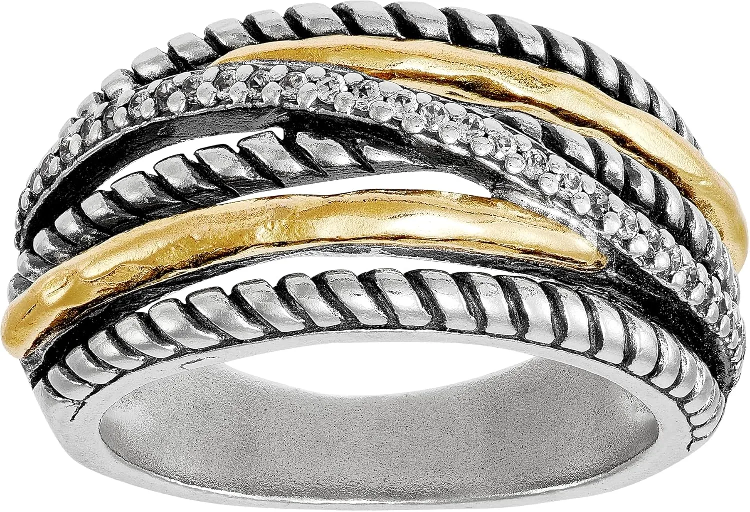 Silpada 'Basque' Sterling Silver and Brass Cubic Zirconia Ring