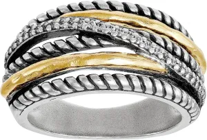 Silpada 'Basque' Sterling Silver and Brass Cubic Zirconia Ring