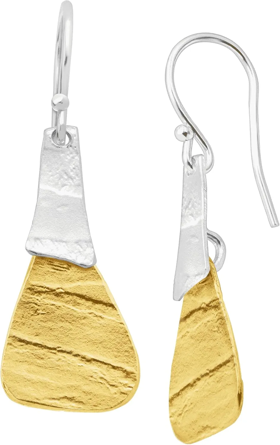 Silpada 'Combination' Drop Earrings in Textured Brass and Sterling Silver