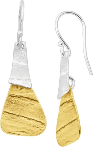 Silpada 'Combination' Drop Earrings in Textured Brass and Sterling Silver