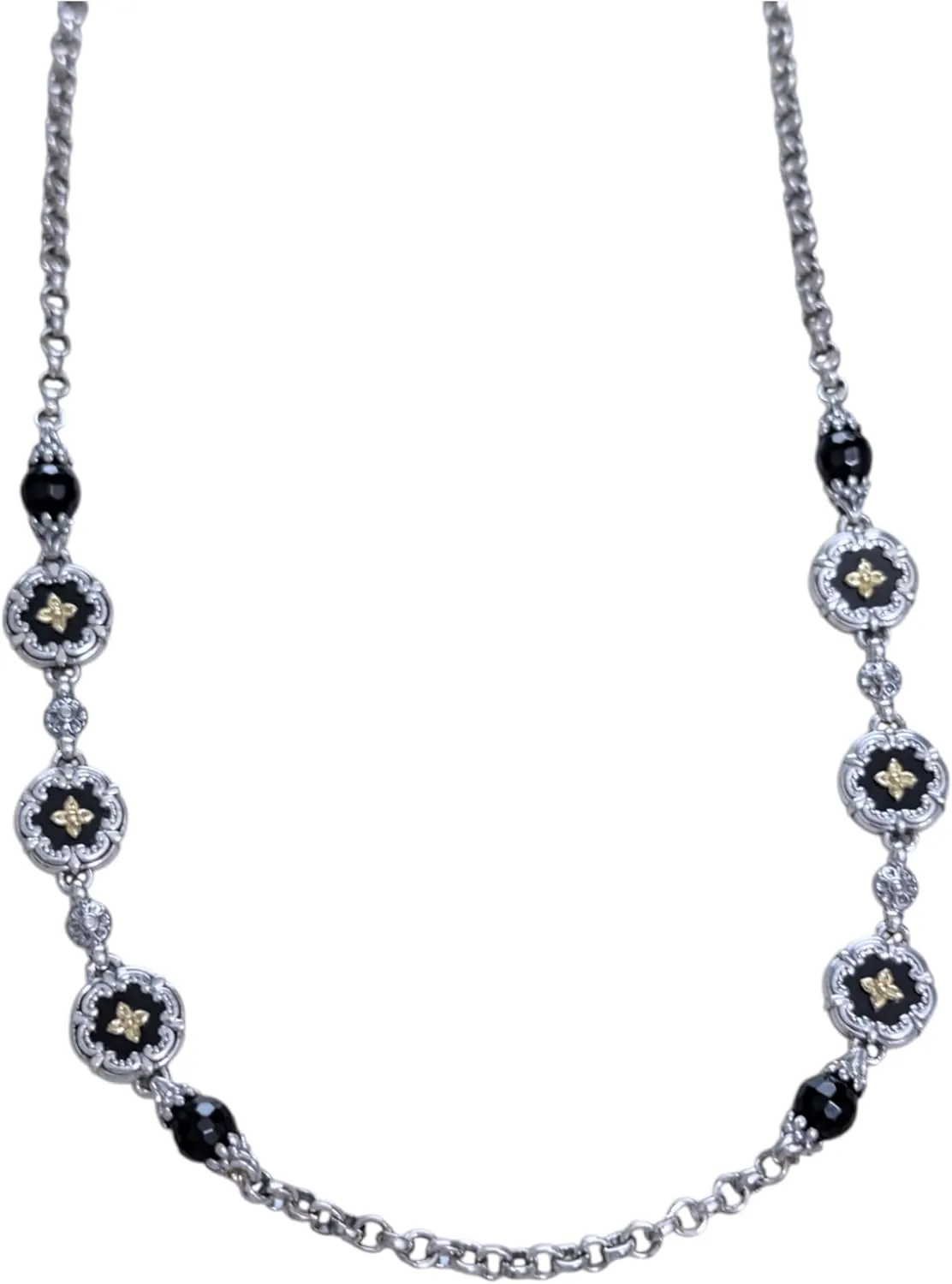 Silver, 18K Gold & Black Onyx Necklace - KOMK4731-120-18 2U