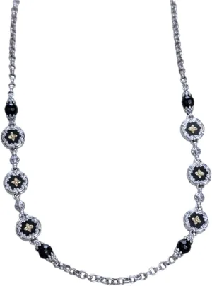 Silver, 18K Gold & Black Onyx Necklace - KOMK4731-120-18 2U