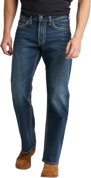 Silver Jeans Co. Men's Zac Relaxed Fit Straight Leg Jeans, Dark Indigo Wash, 34W x 32L