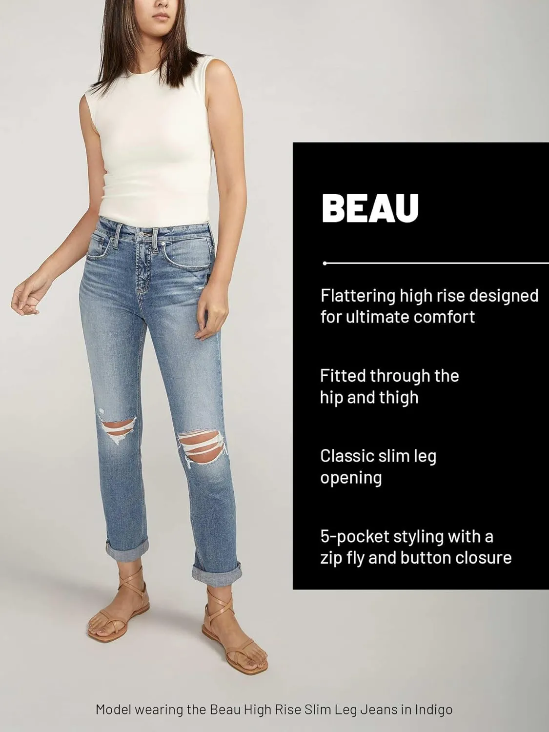 Silver Jeans Co. Women's Beau High Rise Slim Leg Jeans
