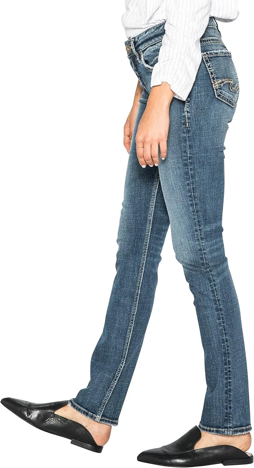 Silver Jeans Co. Women's Suki Mid Rise Curvy Fit Straight Leg