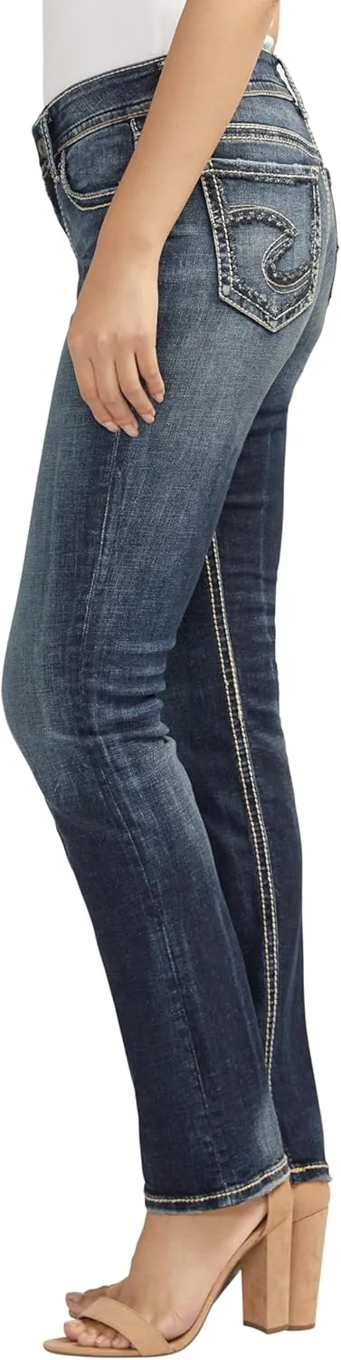 Silver Jeans Co. Women's Suki Mid Rise Curvy Fit Straight Leg