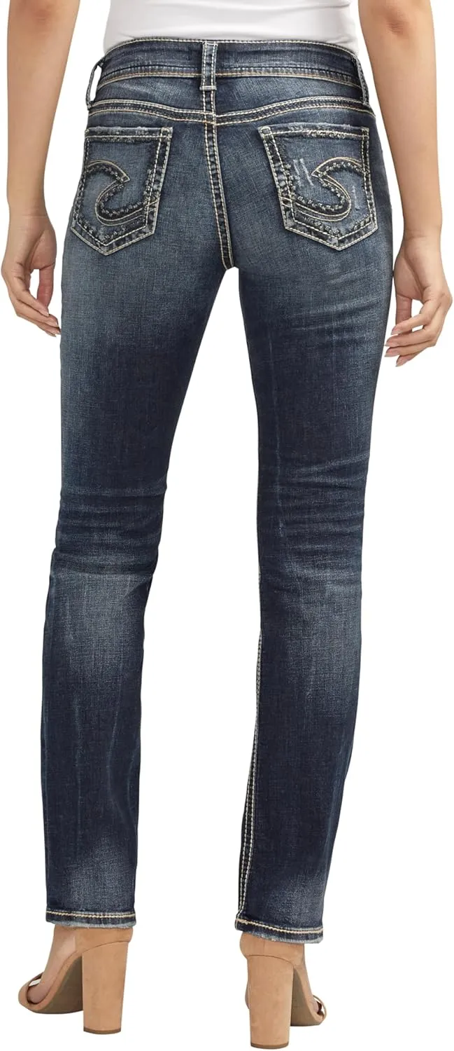 Silver Jeans Co. Women's Suki Mid Rise Curvy Fit Straight Leg