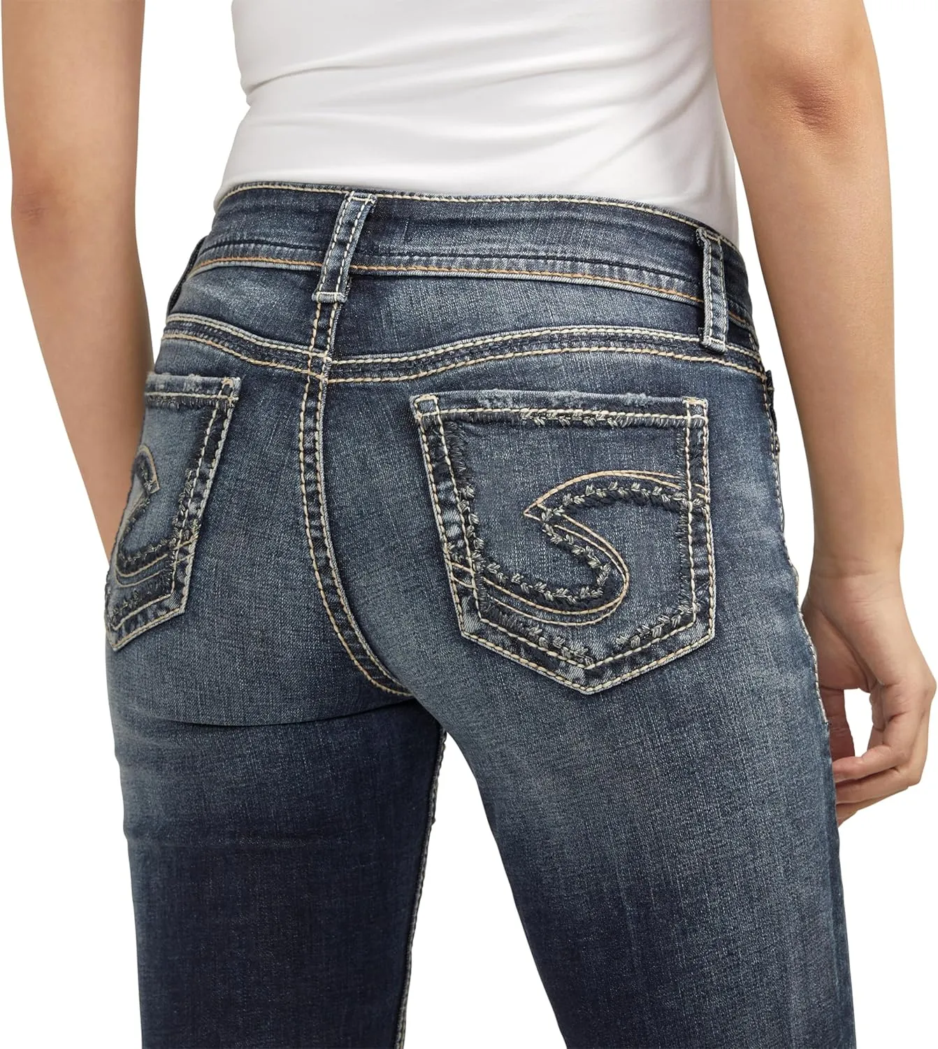 Silver Jeans Co. Women's Suki Mid Rise Curvy Fit Straight Leg
