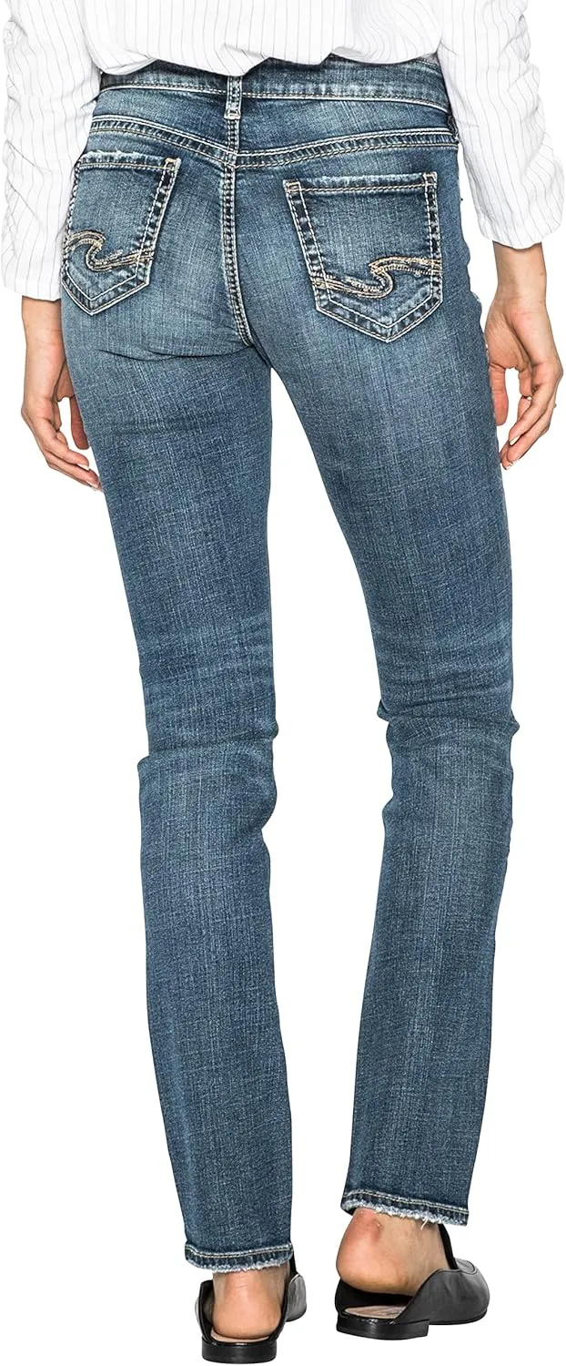 Silver Jeans Co. Women's Suki Mid Rise Curvy Fit Straight Leg