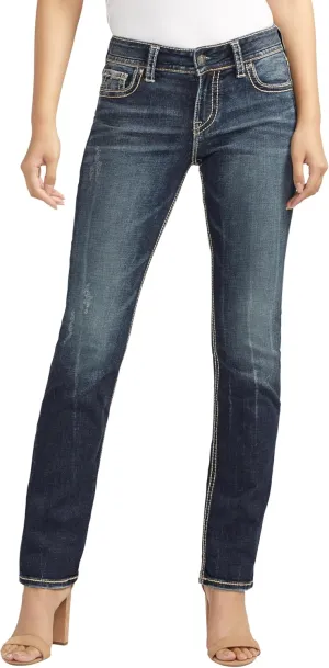 Silver Jeans Co. Women's Suki Mid Rise Curvy Fit Straight Leg
