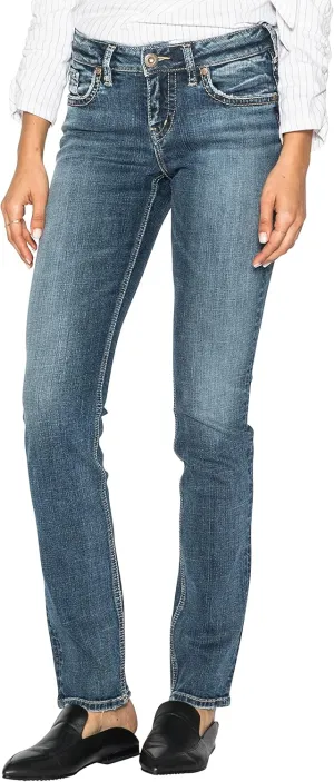 Silver Jeans Co. Women's Suki Mid Rise Curvy Fit Straight Leg