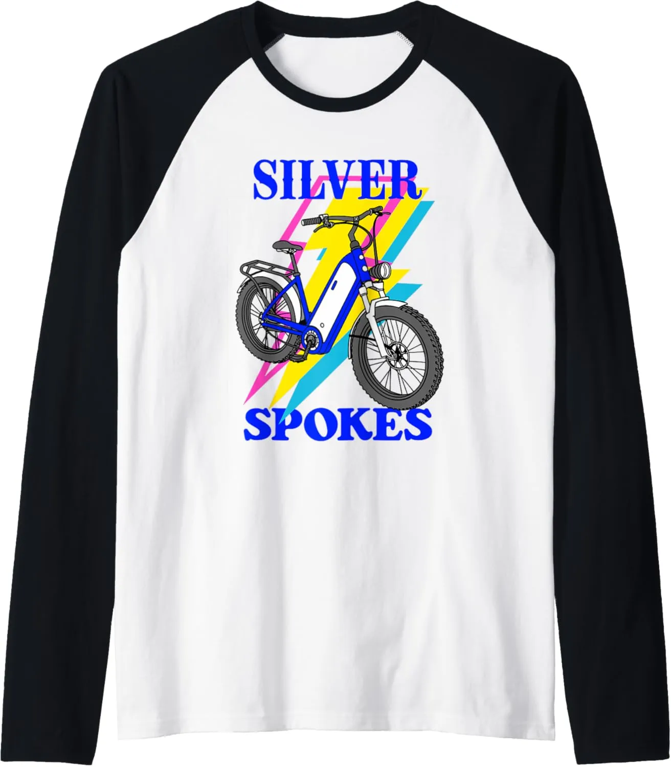 Silver Spokes E-Bike Riders Senior Group Cruising Style Raglan Baseball Tee