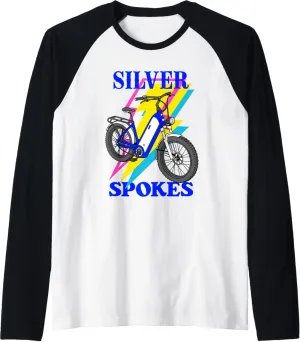 Silver Spokes E-Bike Riders Senior Group Cruising Style Raglan Baseball Tee